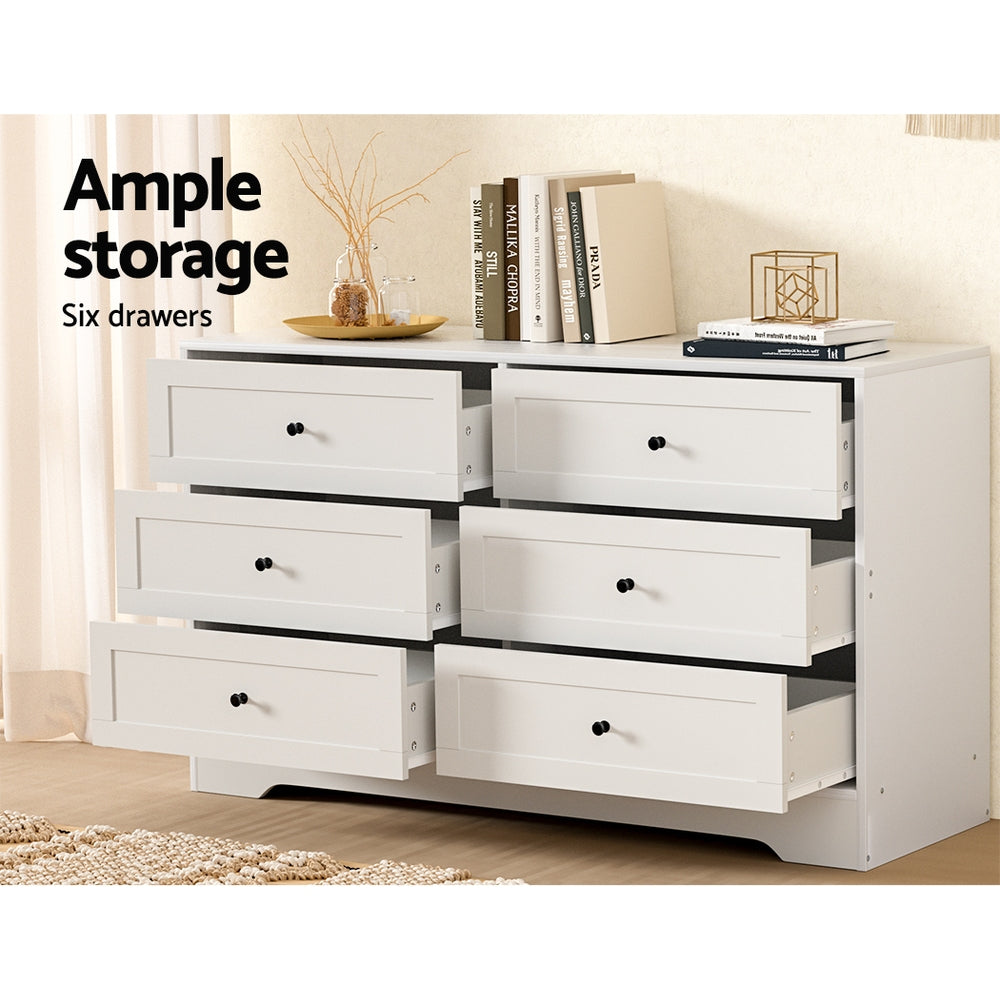 Artiss 6 Chest of Drawers - White