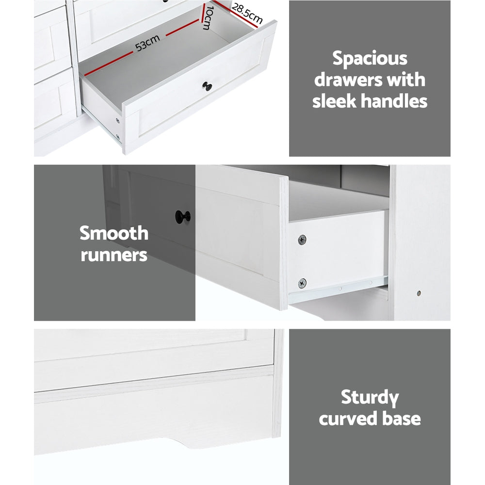Artiss 6 Chest of Drawers - White