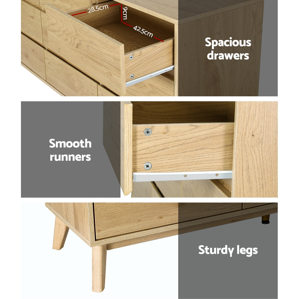 Artiss 9 Chest of Drawers Tallboy Cabinet - Pine