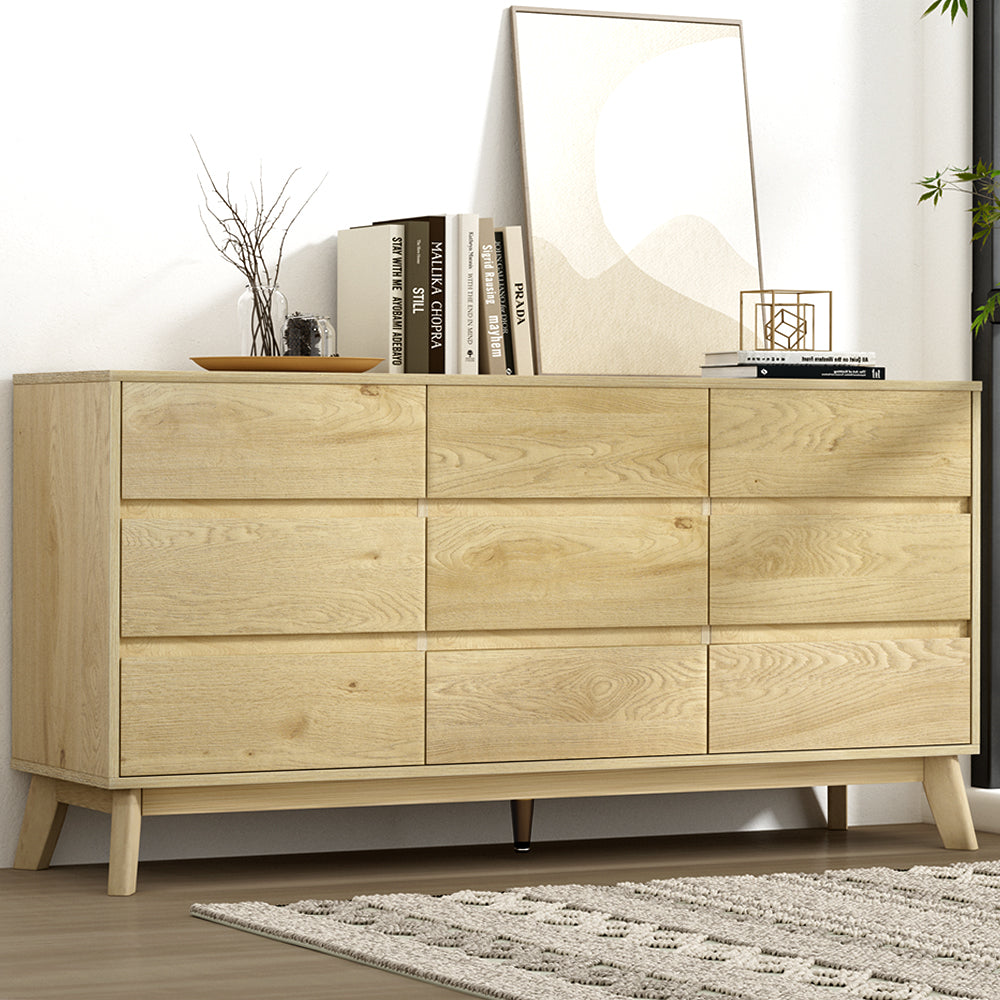 Artiss 9 Chest of Drawers Tallboy Cabinet - Pine