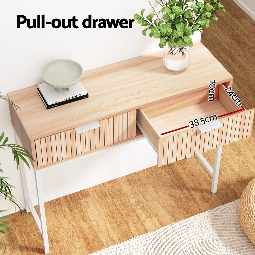 92cm Console Table 2 Drawers - Pine
