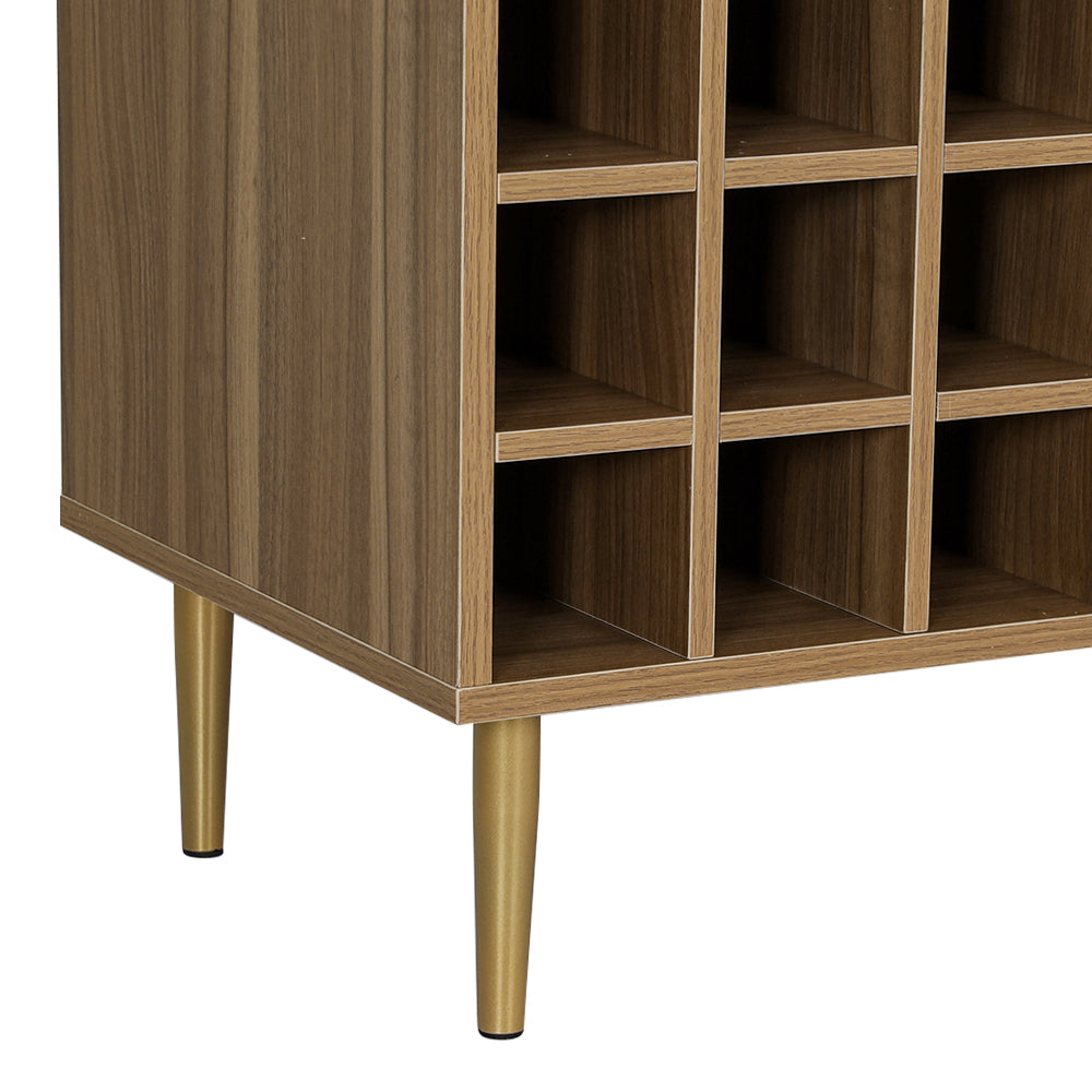 Lorcan Rattan Buffet Sideboard with Wine Rack - Dark Oak