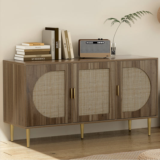 Lorcan Rattan Buffet Sideboard 3 Doors - Dark Oak