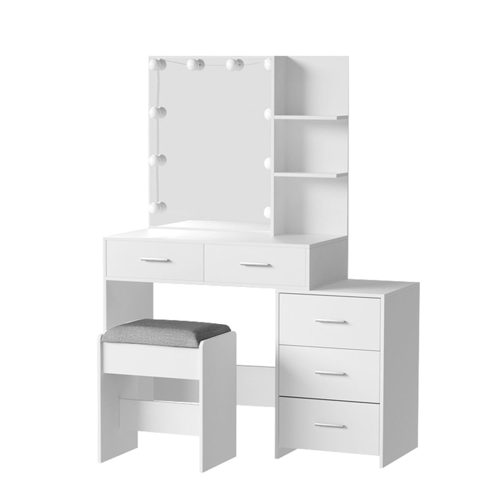 Dressing Table Set Stool 10 LED Bulbs - White