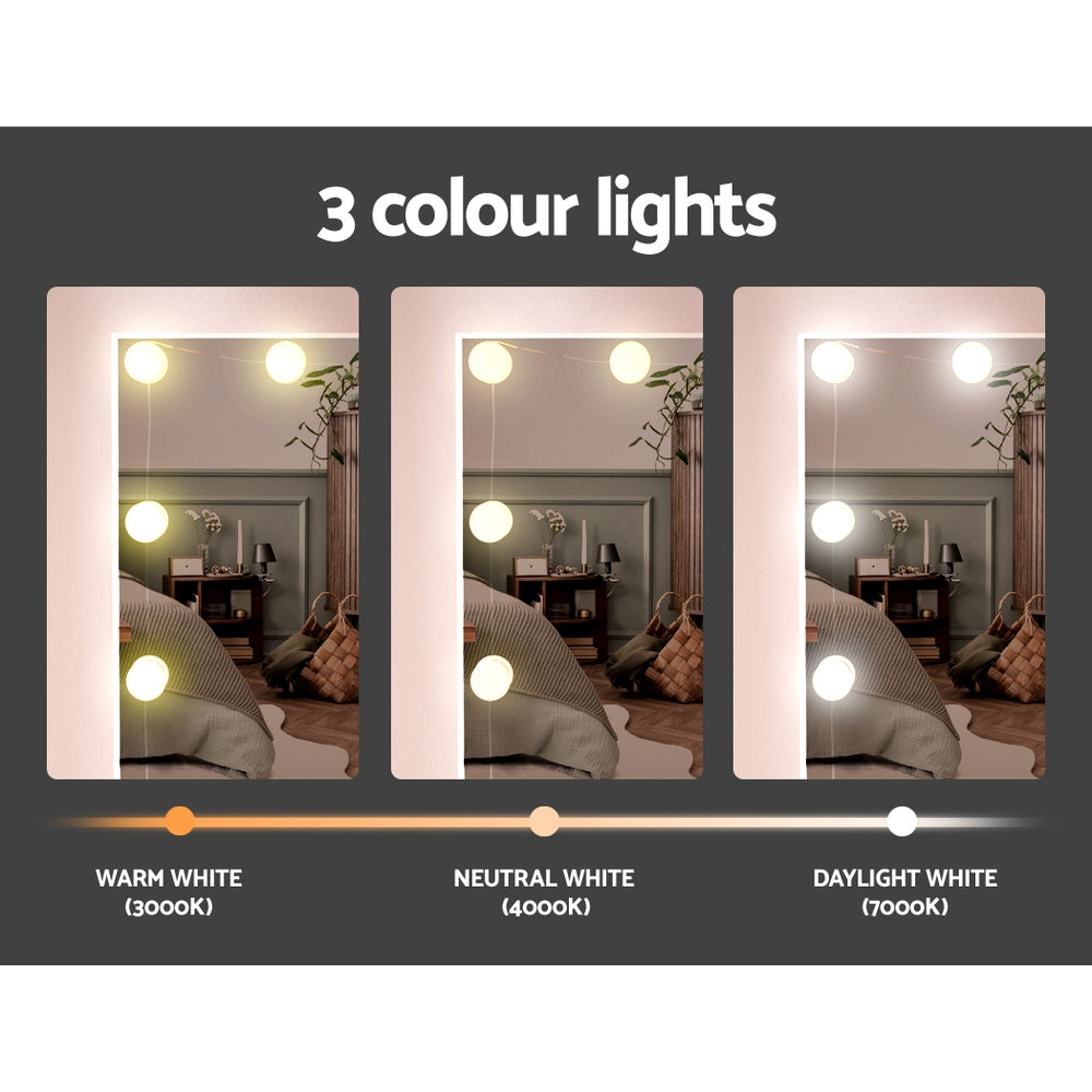 Dressing Table Set Stool 10 LED Bulbs - White
