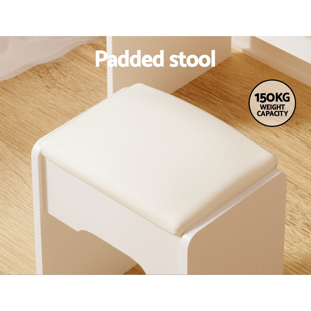 Dressing Table LED Makeup Mirror Stool Set Vanity Desk White