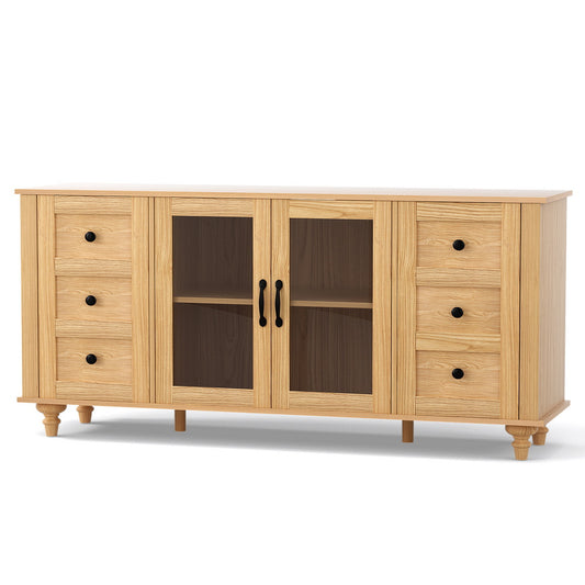 Waylon Buffet Sideboard Storage Cabinet Kitchen Cupboard Faux Drawer 150CM - Pine