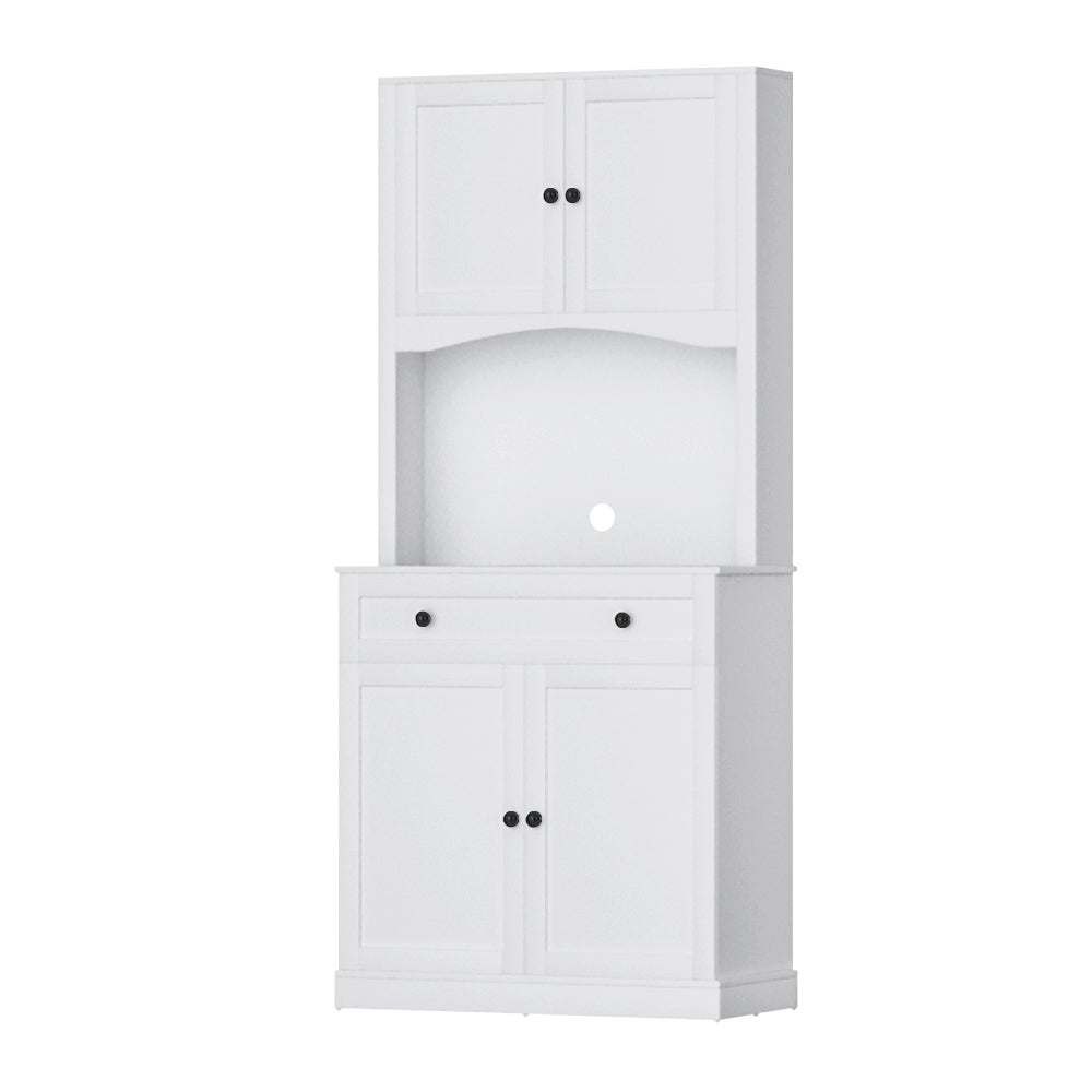 Cyprian Wooden Buffet Sideboard Cabinet Cupboard Pantry Storage Shelves Hutch - White