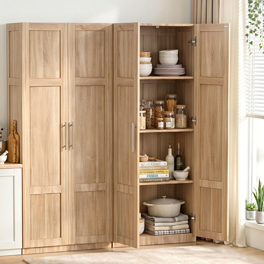 Set of 2 Brogan Buffet Sideboard Cabinet Pantry Hutch Kitchen Storage Organiser - Pine