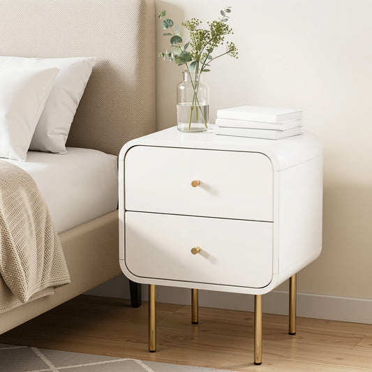 Skye Bedside Tables Side End Table Nightstand with 2 Drawers - White