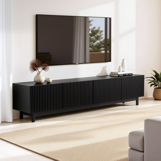 Blaise 180cm TV Unit Entertainment Unit Storage Cabinet - Black