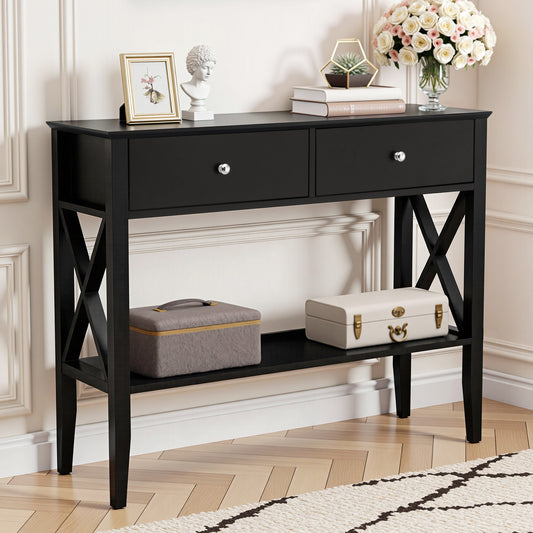Console Table 2 Drawers 100CM - Black