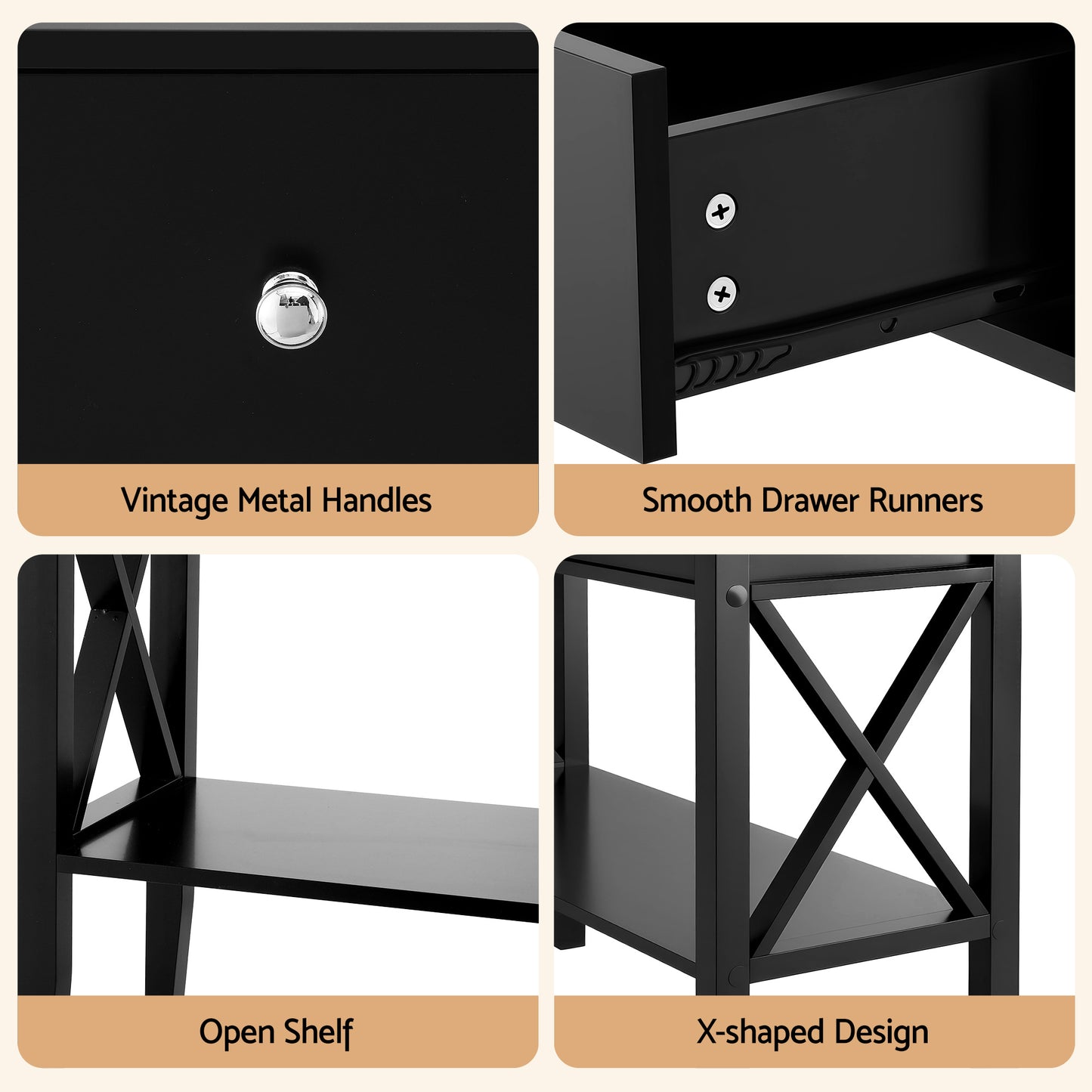 Console Table 2 Drawers 100CM - Black