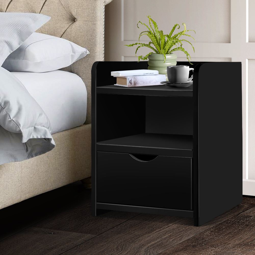 Baddeck Wooden Bedside Tables - Black