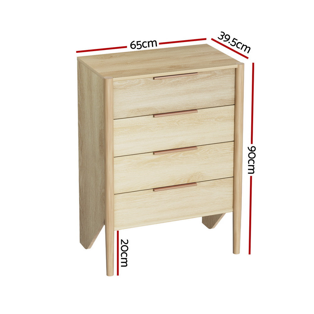 Artiss 4 Chest of Drawers Tallboy - Pine