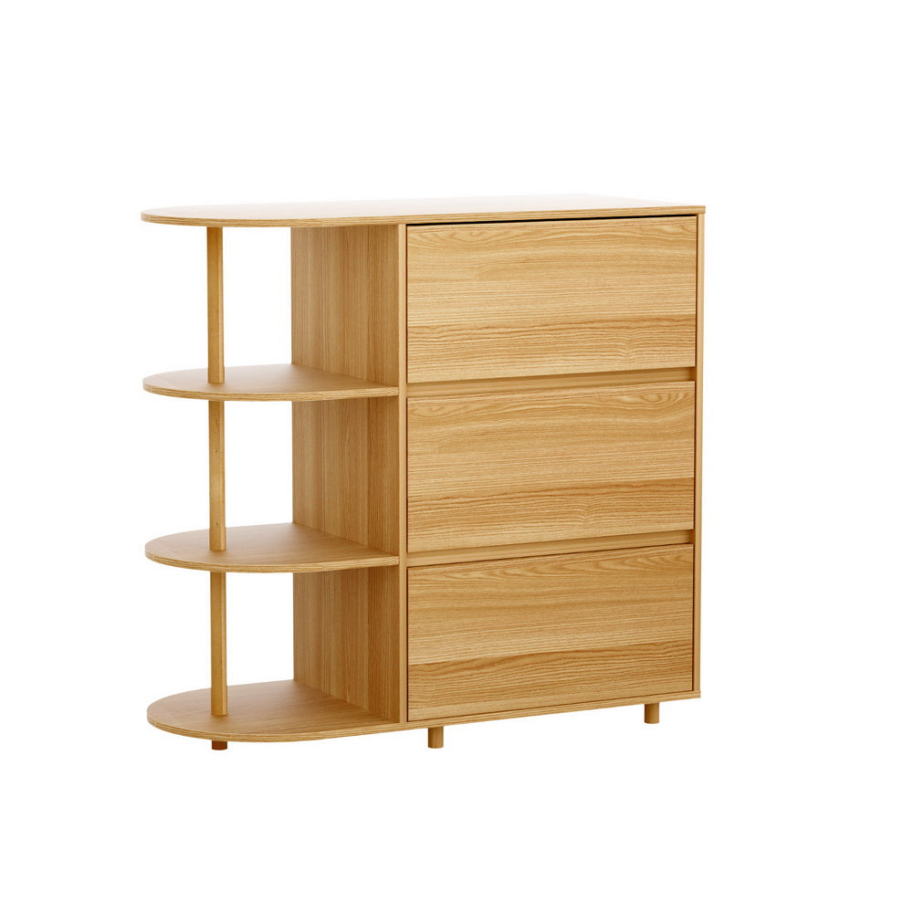 Artiss Chest of 3 Drawers Storage Cabinet 3 Shelves - Pine