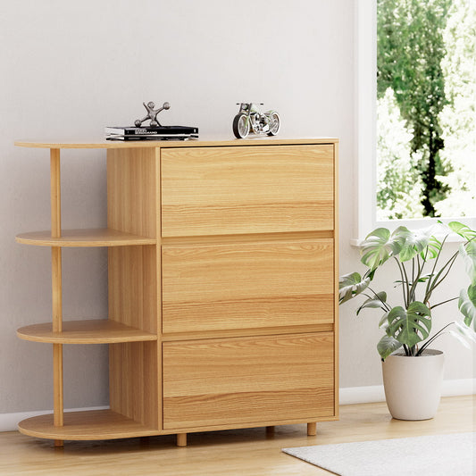 Artiss Chest of 3 Drawers Storage Cabinet 3 Shelves - Pine