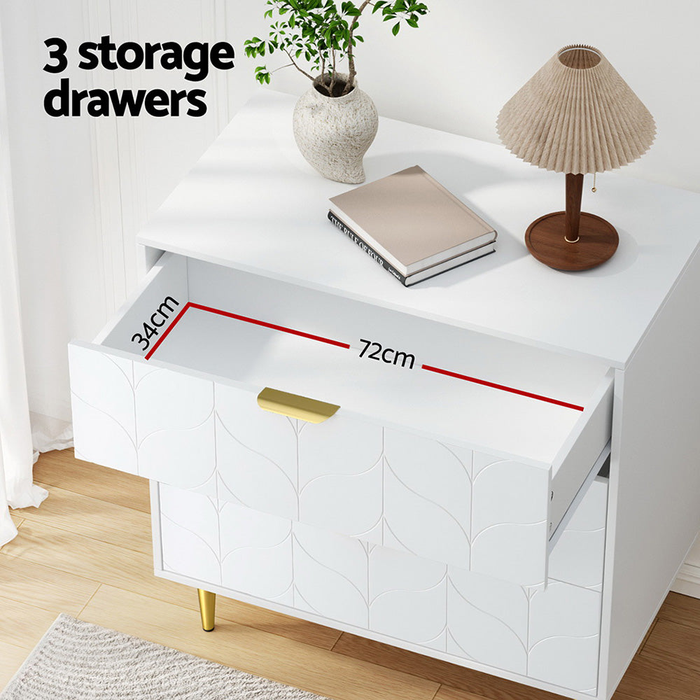 Artiss 3 Chest of Drawers Lowboy Cabinet - White
