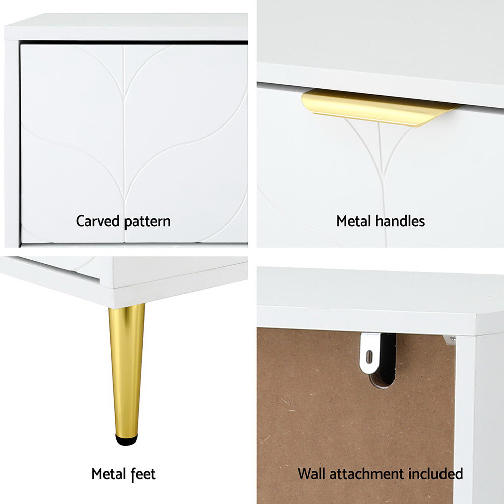 Artiss 3 Chest of Drawers Lowboy Cabinet - White