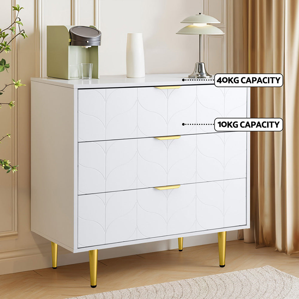 Artiss 3 Chest of Drawers Lowboy Cabinet - White