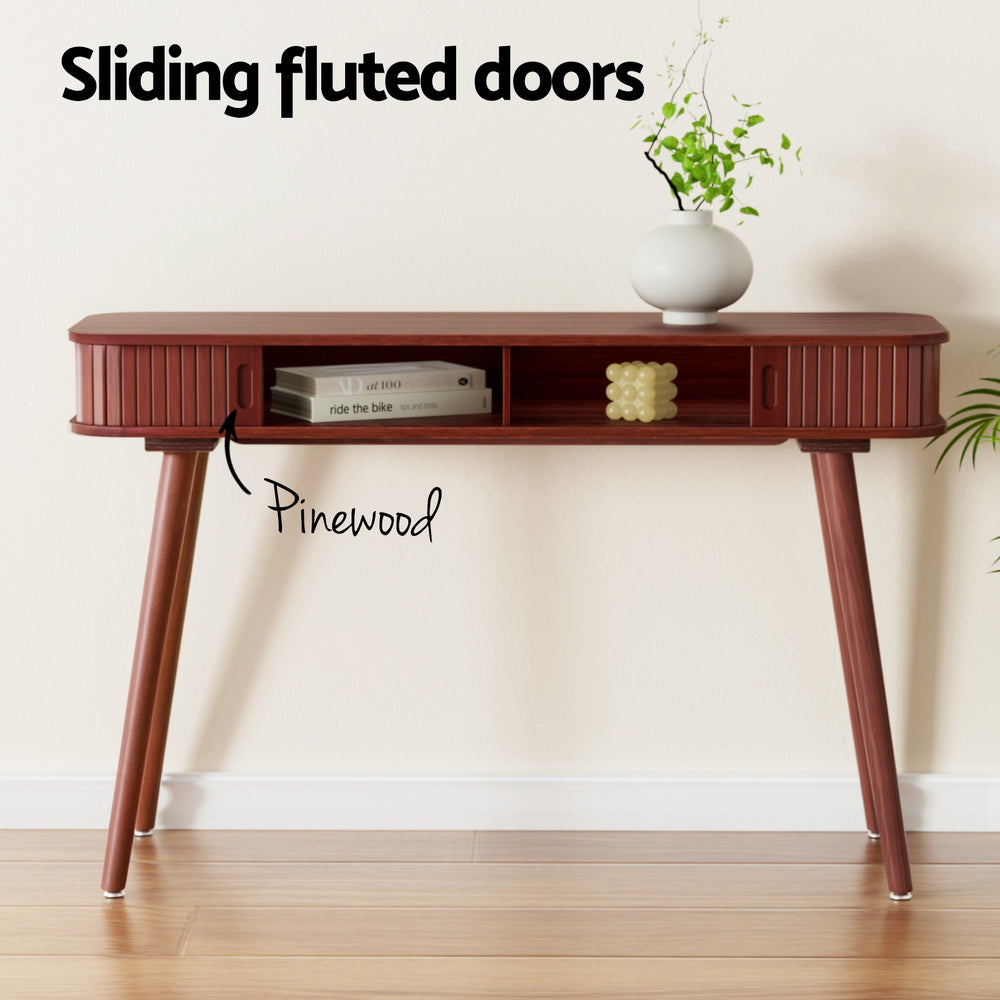 120cm Artiss Console Table 2 Drawers - Walnut
