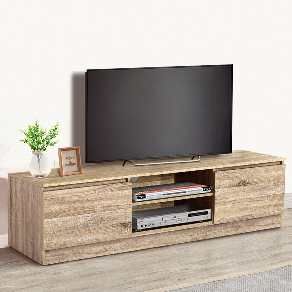 Halle 160cm TV Stand Entertainment Unit Lowline Storage Cabinet Wooden - Wooden