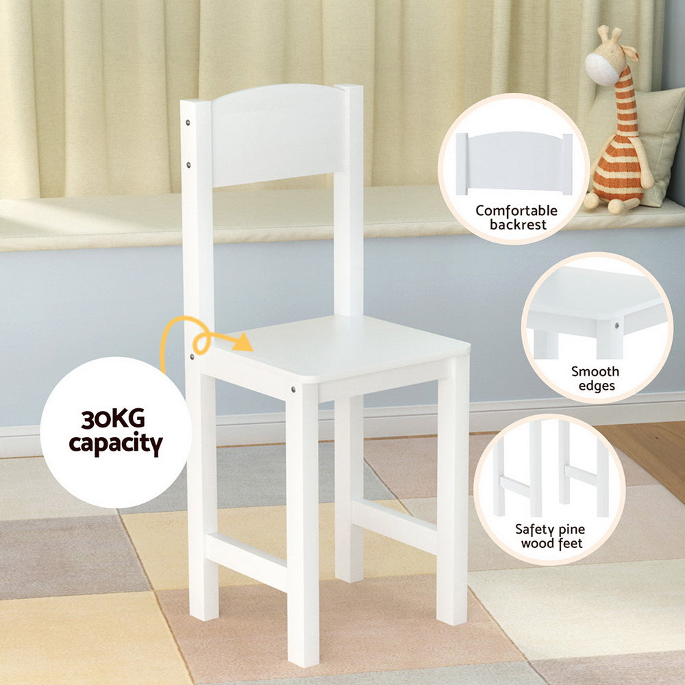 Pebie 2-Piece Kids Table & Chairs Set Children Study Play Toys Desk with Cabinet Storage - White