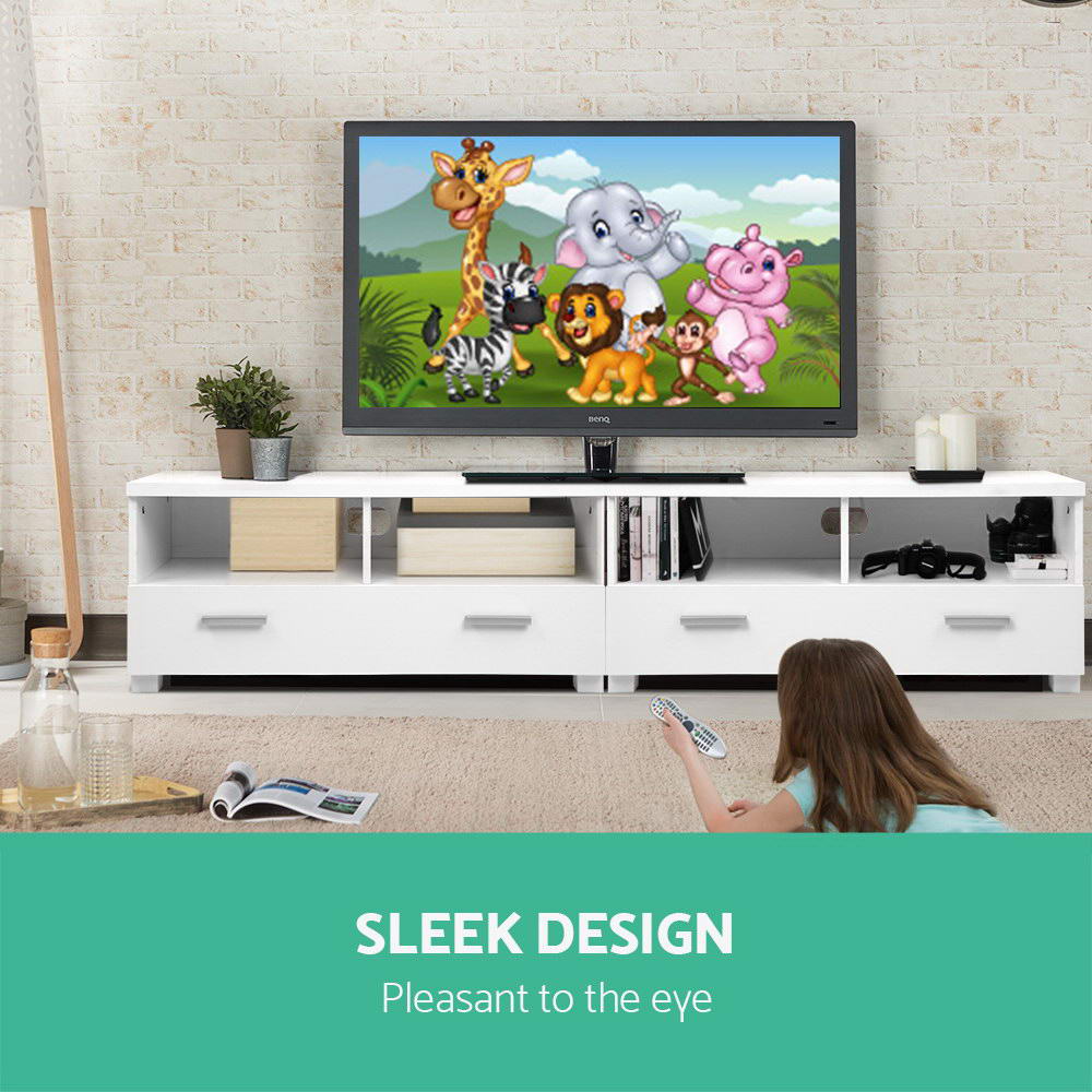 Larsen 180cm TV Stand Entertainment Unit with Drawers - White - White