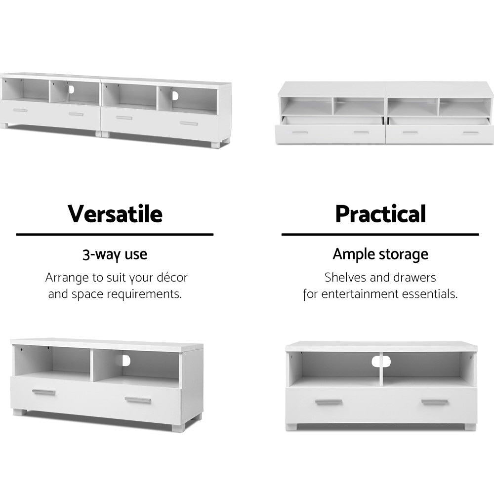 Larsen 180cm TV Stand Entertainment Unit with Drawers - White - White