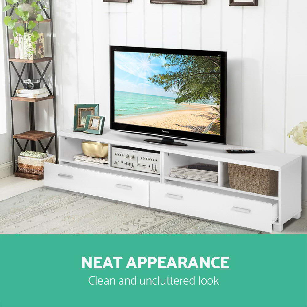 Larsen 180cm TV Stand Entertainment Unit with Drawers - White - White