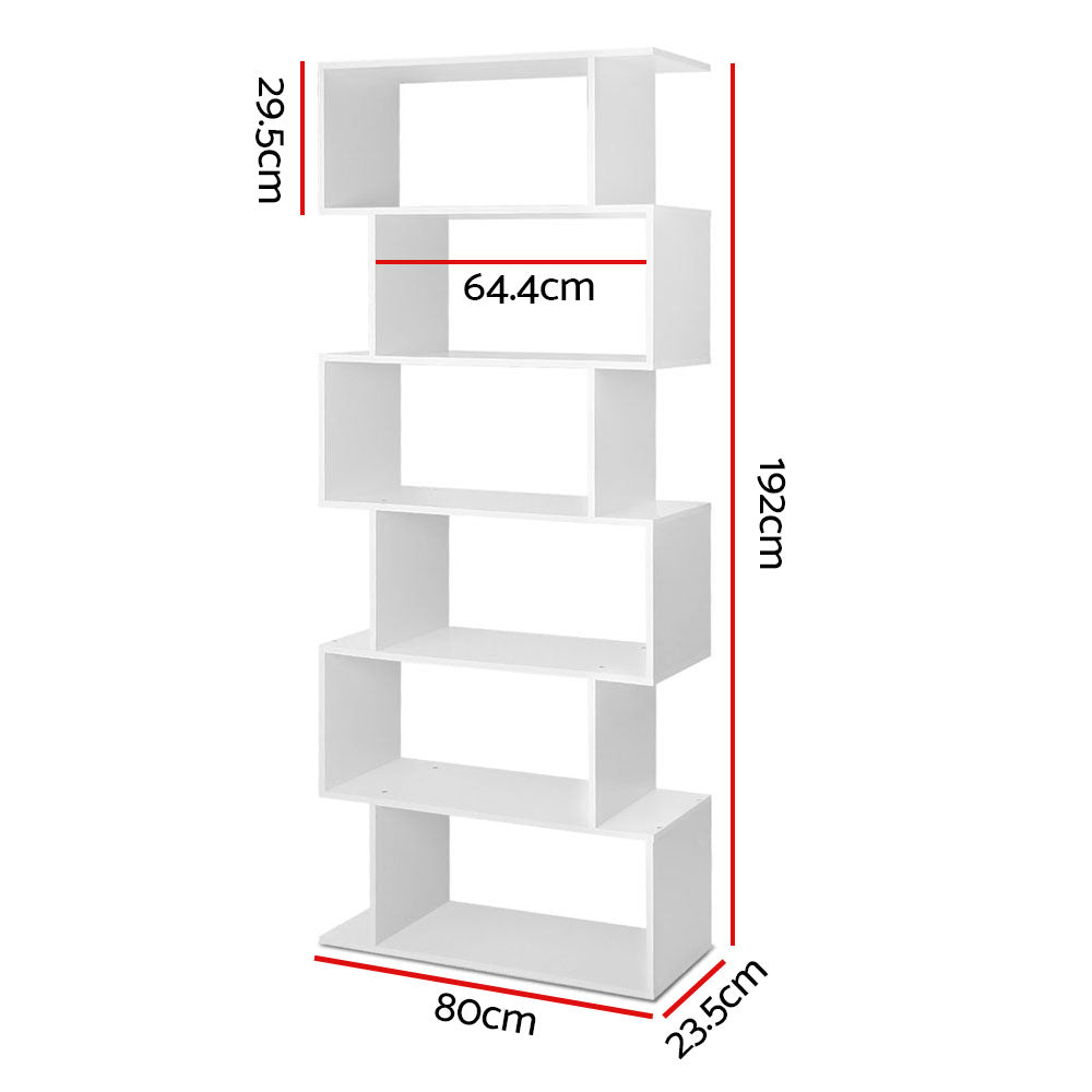 Artiss Bookshelf 6 Tiers - Riva White