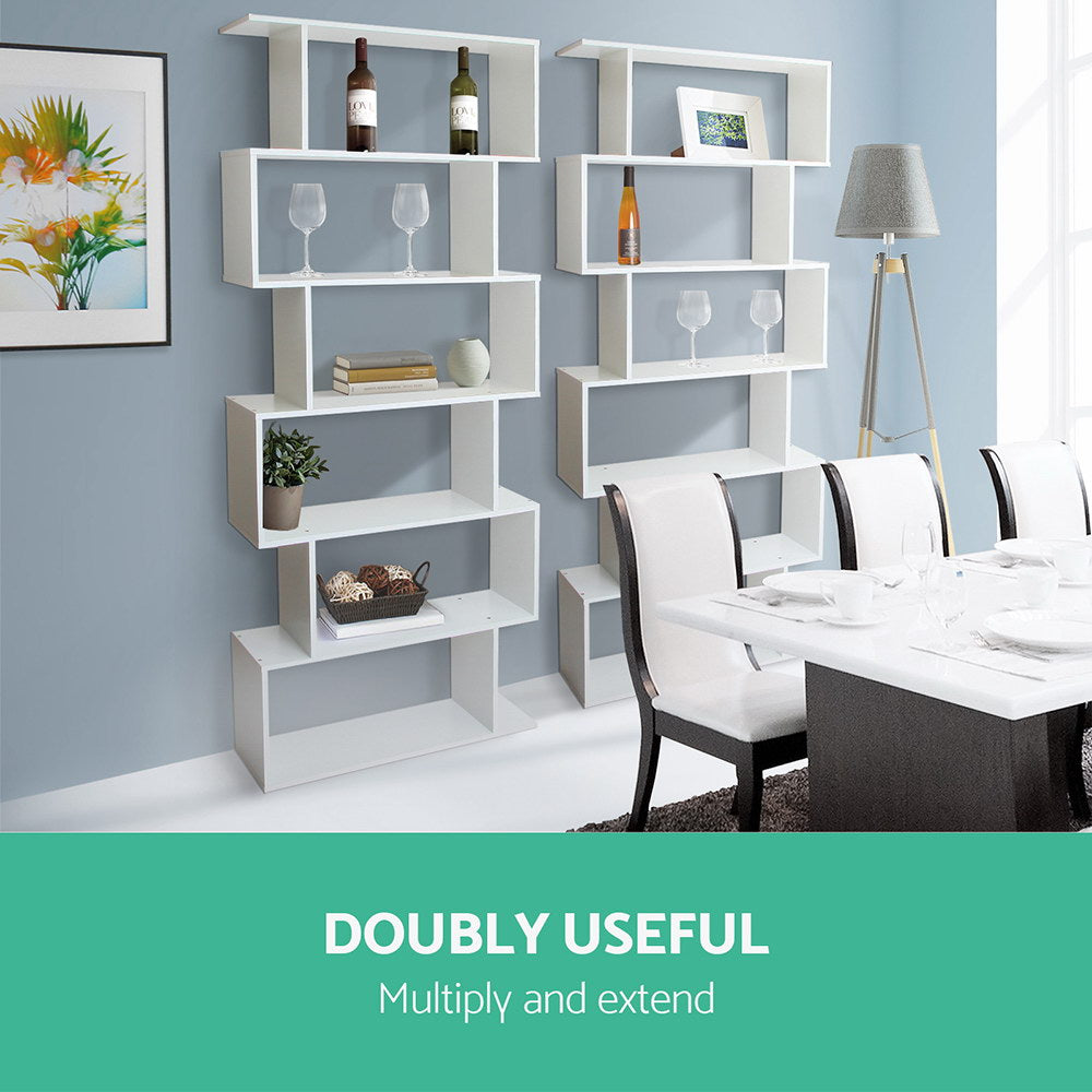 Artiss Bookshelf 6 Tiers - Riva White