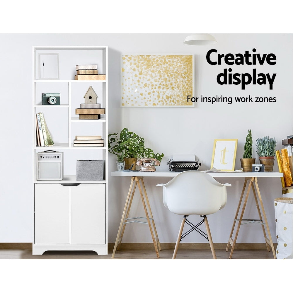 Artiss Bookshelf With Cabinet - Gina White