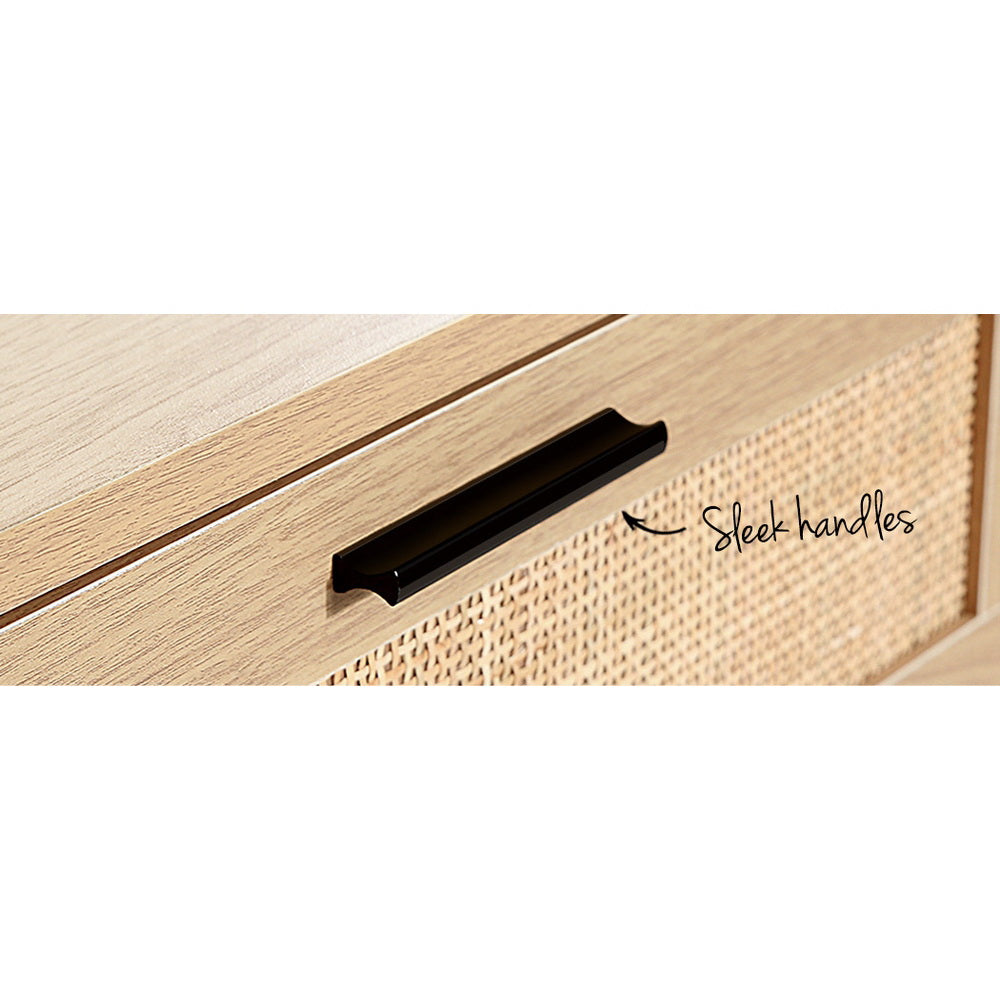 Artiss 4 Chest of Drawers Rattan Tallboy - Pine
