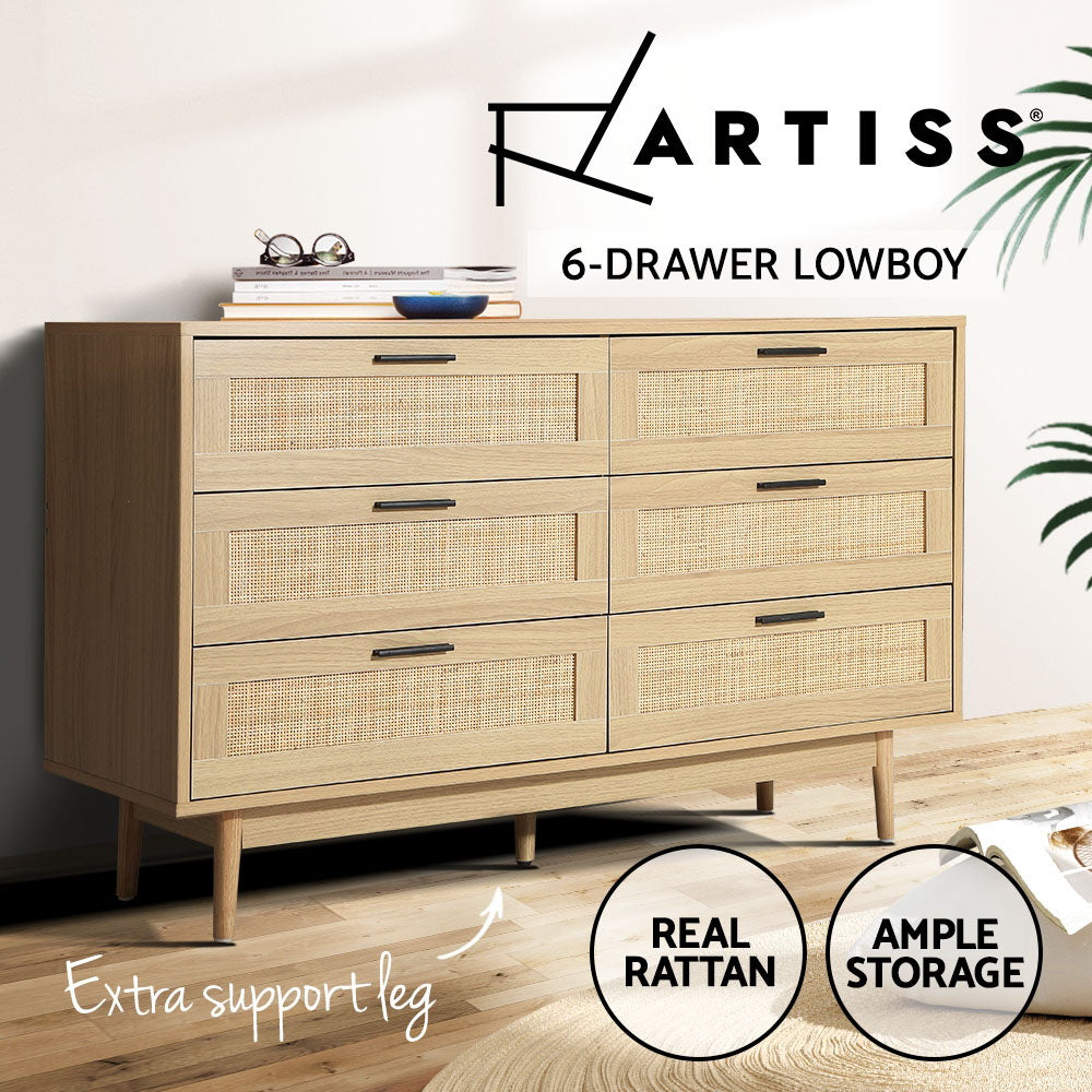 Artiss 6 Chest of Drawers - Oak