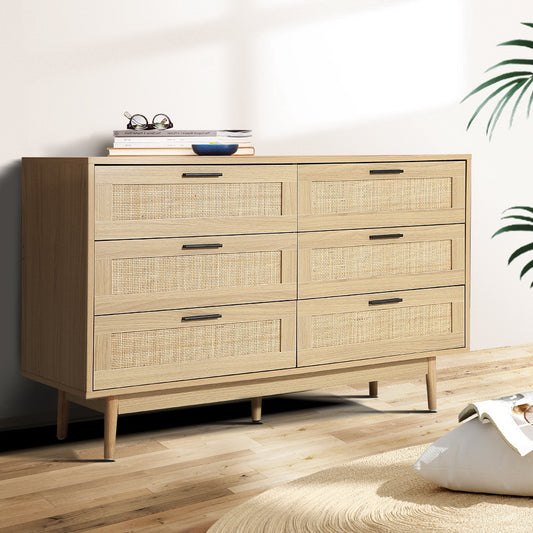 Artiss 6 Chest of Drawers - Oak