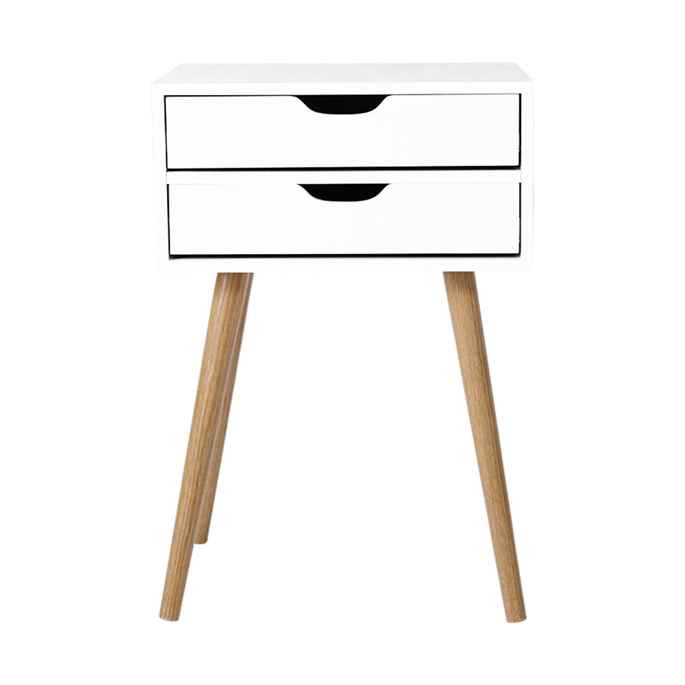 Oshawa Particle Board Bedside Tables Side Table Nightstand Wood Storage Cabinet with 2 Drawers - White