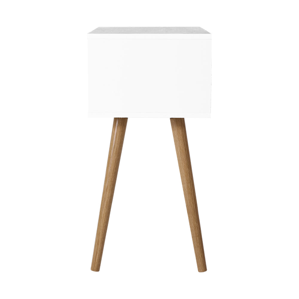Oshawa Particle Board Bedside Tables Side Table Nightstand Wood Storage Cabinet with 2 Drawers - White