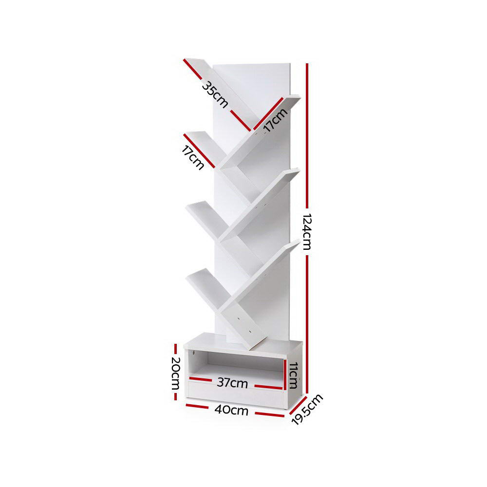 Artiss Tree Bookshelf 7 Tiers - Echo White