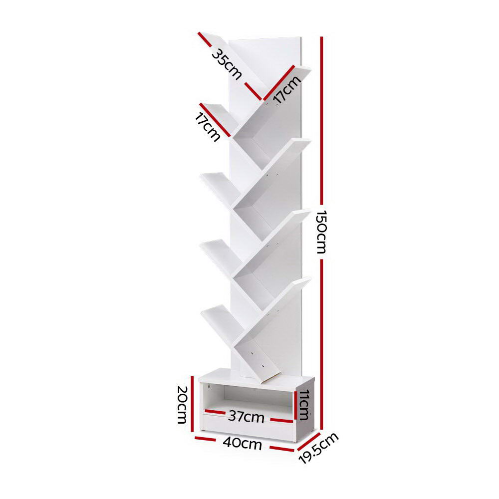 Artiss Tree Bookshelf 9 Tiers - Echo White
