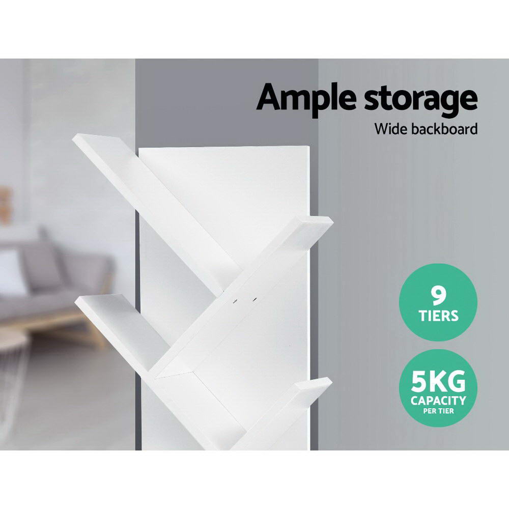 Artiss Tree Bookshelf 9 Tiers - Echo White
