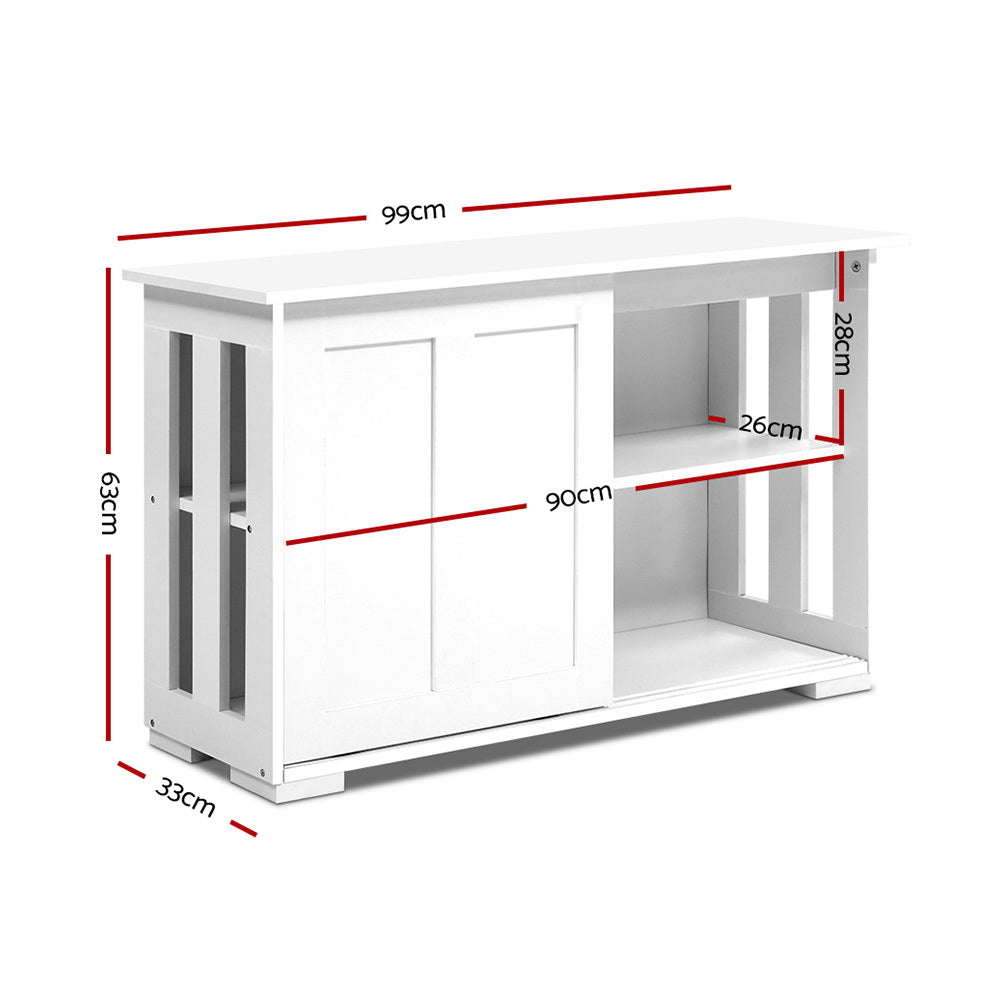 Sylas Wooden Buffet Sideboard Sliding Doors - White