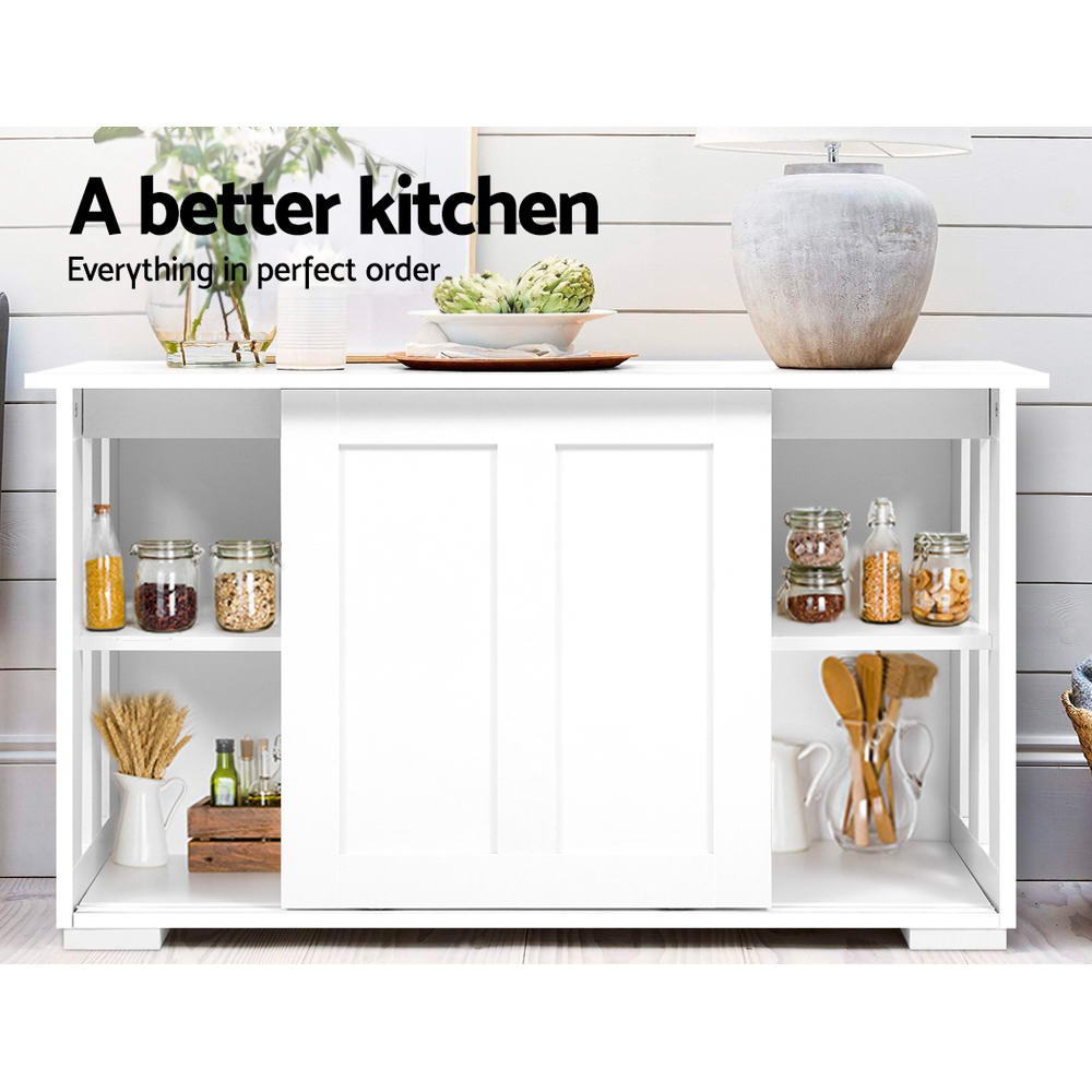 Sylas Wooden Buffet Sideboard Sliding Doors - White