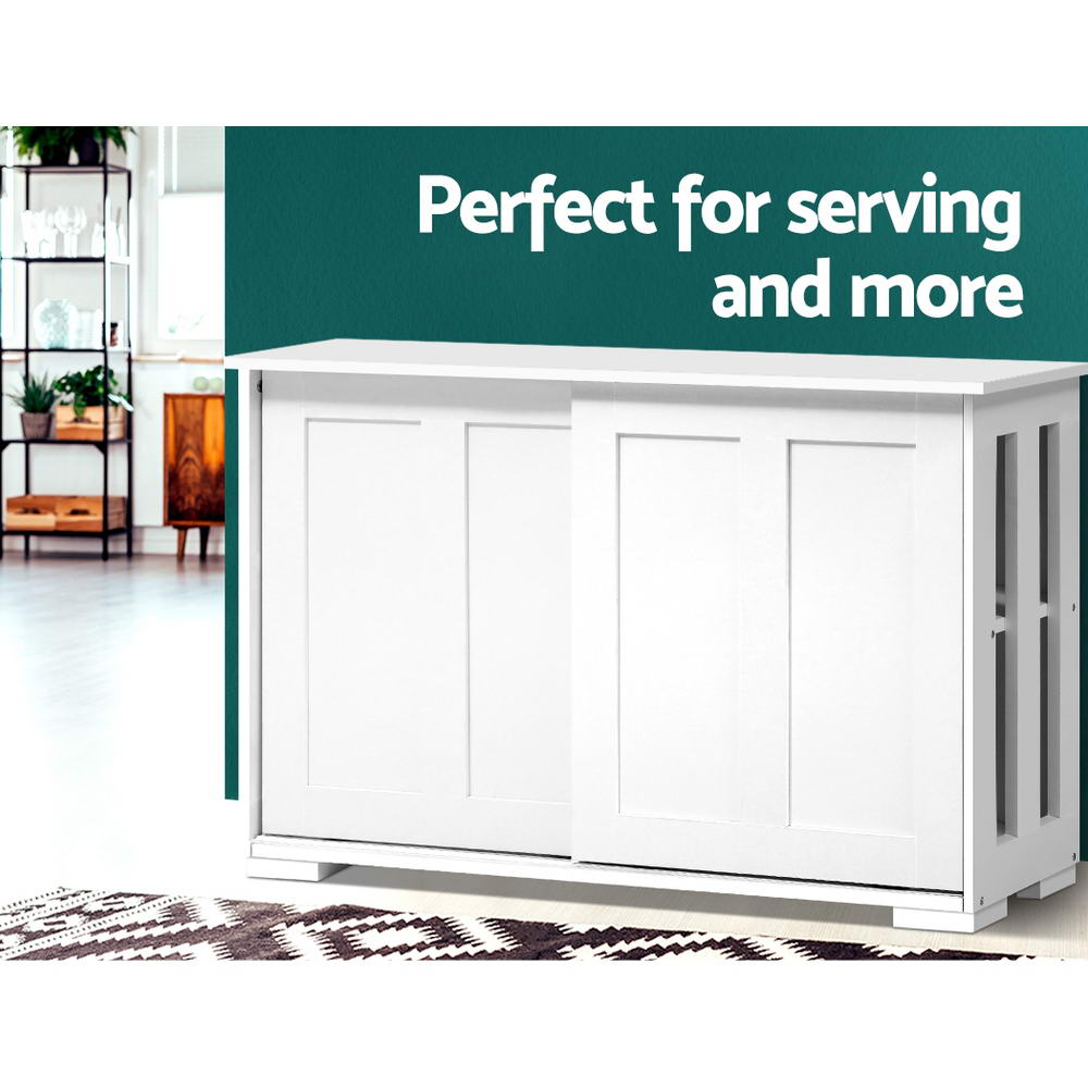 Sylas Wooden Buffet Sideboard Sliding Doors - White