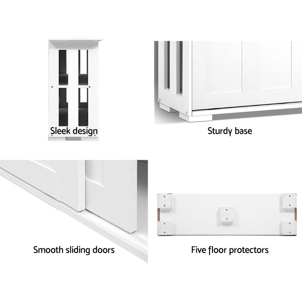 Sylas Wooden Buffet Sideboard Sliding Doors - White