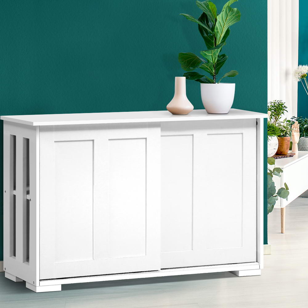 Sylas Wooden Buffet Sideboard Sliding Doors - White
