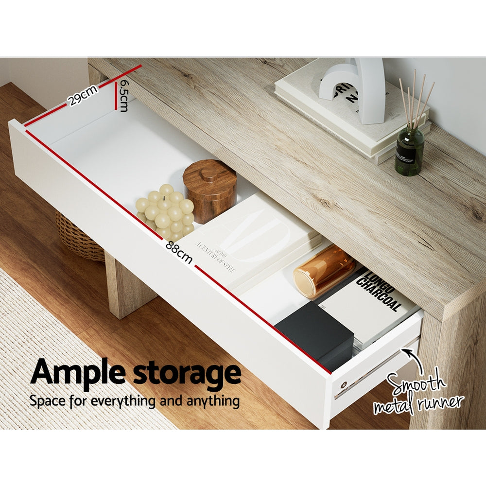 Wooden Console Table Storage Drawer - White Pine