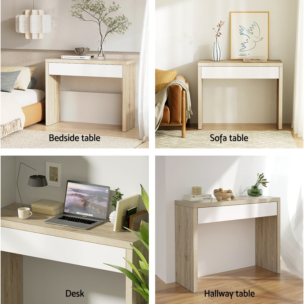 Wooden Console Table Storage Drawer - White Pine
