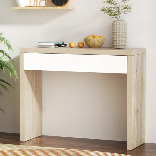 Wooden Console Table Storage Drawer - White Pine