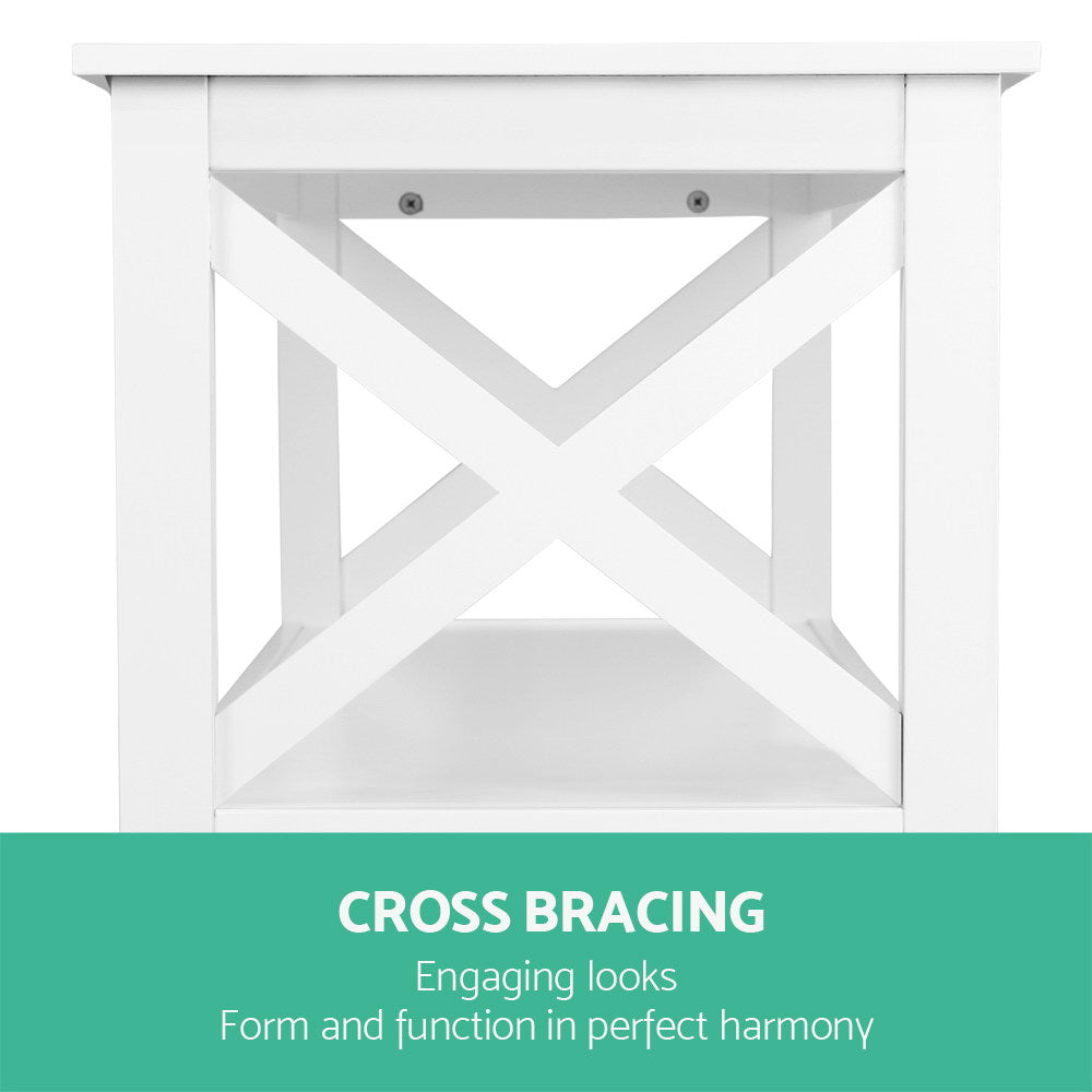 Quillon Wooden 3-tier Console Table - White Polly